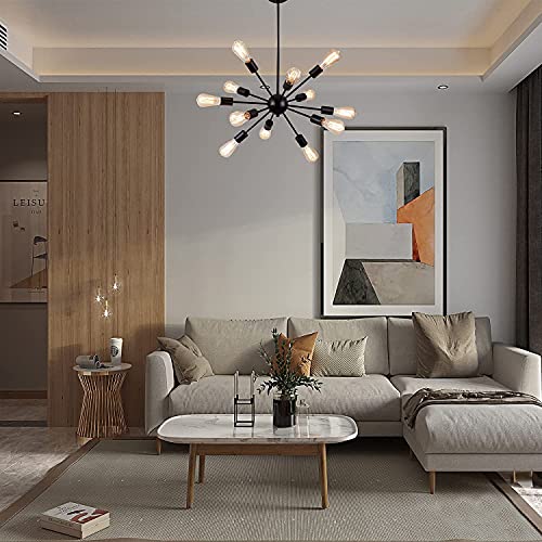 12 Light Black Farmhouse Sputnik Chandeliers for Dining Room Light Fixture