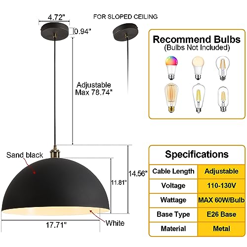 Modern chandelier Industrial style chandelier 17.72 inches Black and white color scheme Indoor chandelier Length of wire 78.74 inches
