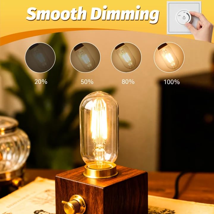 Dimmable Vintage E26 6W LED Edison Bulbs 60W Equivalent 600 Lumens 2700K Warm White CRI90 T45 Antique LED Bulb Clear Glass for Chandeliers (2 Count)