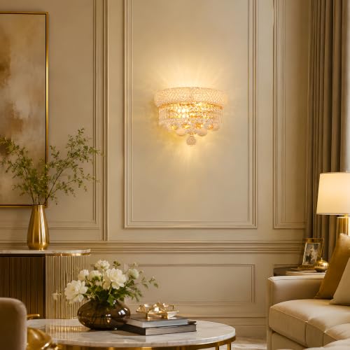 2 Lights Empire Crystal Wall Sconce Light for Living Room