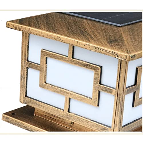 Outdoor Post Lights Square LED Solar Post Lights Outdoor Column Headlight Waterproof Cap Pillar Lamp with Remote Control for Fence Yard Garden Exterior Lantern