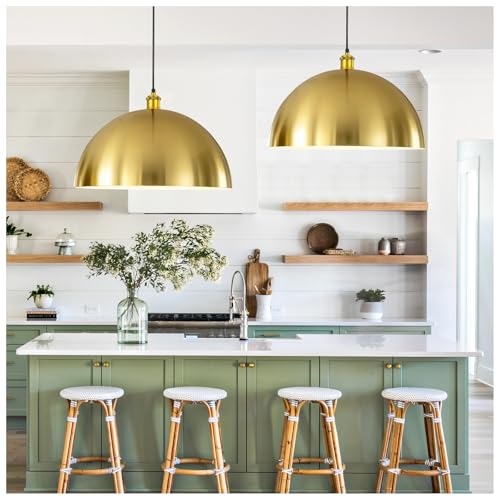 Large Brushed Gold Pendant Light