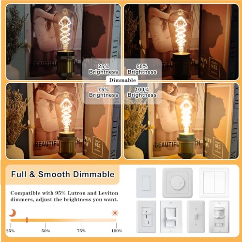 Dimmable E26 LED Edison Bulbs 60 Watt Equivalent (4 Count)