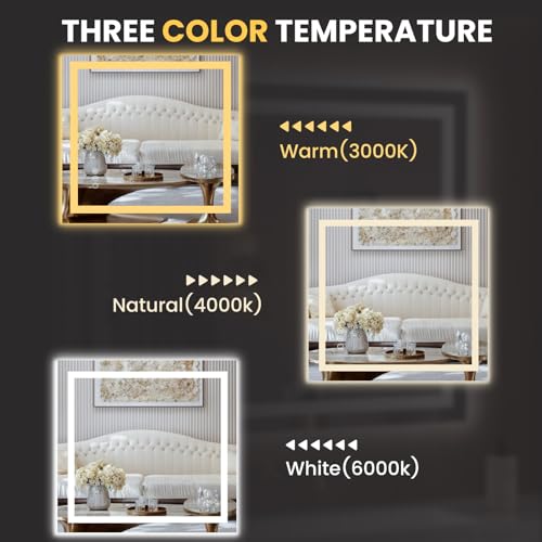 36"x34" LED Bathroom Mirror with Lights