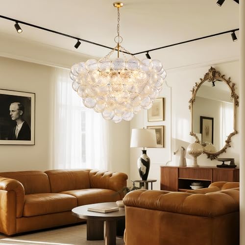 44 Inch Moden Gold Chandelier with 18 Bubble Lights