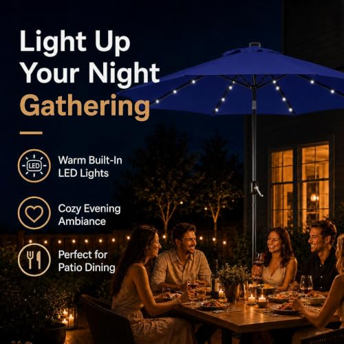 9FT Solar Patio Umbrella w