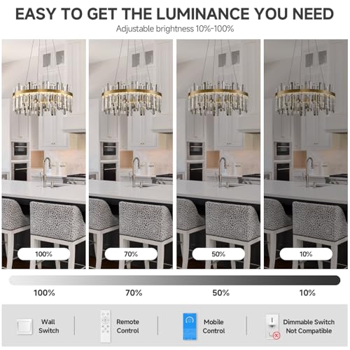 Led Gold Smoke Grey Crystal Chandelier