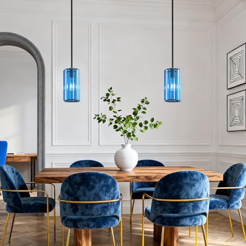 Modern Crystal Pendant Light Mini Dark Blue Chandeliers Adjustable Pendant Lights Fixture for Kitchen Island Dinning Room Corridor Bedroom