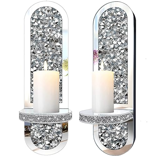 Set of 2 Crystal Crush Diamond Candle Sconces (2 Count)