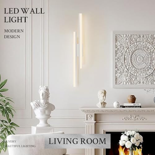 LED Wall Sconce Silver Modern Remote Wall Light Fixtures for Living Room