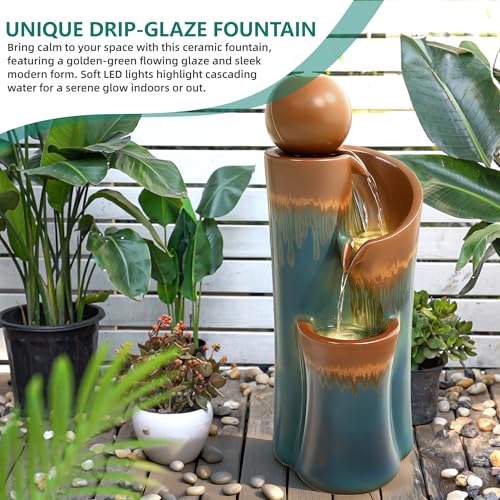 32" Ceramic Outdoor Water Fountain w