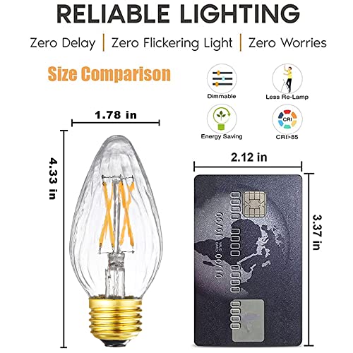 Dimmable E26 led Bulb 6W Equal 60 watt Vintage LED Edison Bulb AC120V 3000K Soft White F15 LED Bulb for Ceiling Fan Light Bulbs
