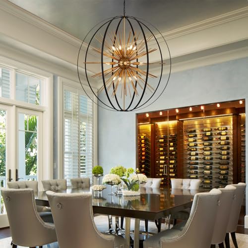 43.3" Black Gold Globe Sputnik Chandelier