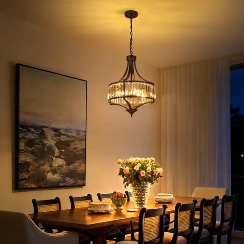 16" Modern Black Crystal Chandelier