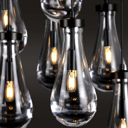 Modern Teardrop Crystal Pendant Light (Black / 2-Light)