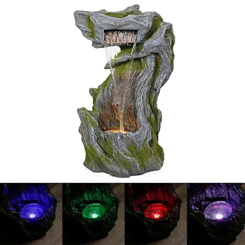 WIN1628 32" Outdoor Tree Bark Water Fountain with Color