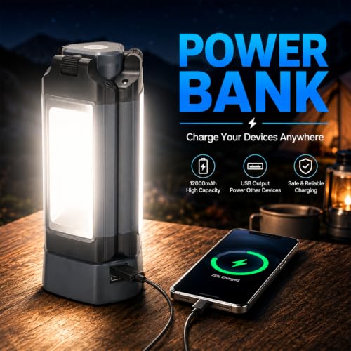 12000mAh Rechargeable Camping Light with Stand 73.2''