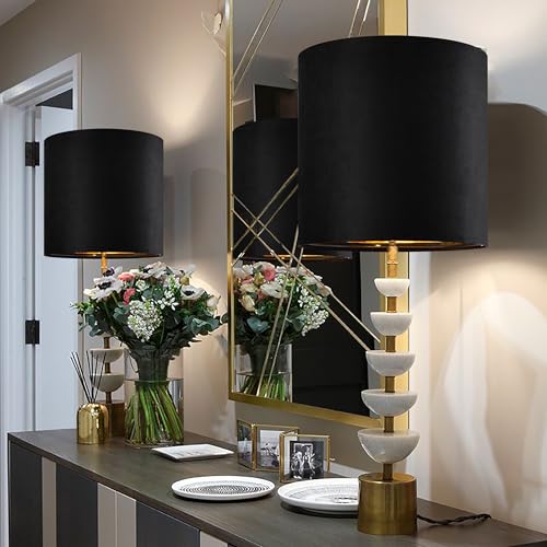 GOSO Tall Drum Velvet Black Lamp Shades (2 Count)