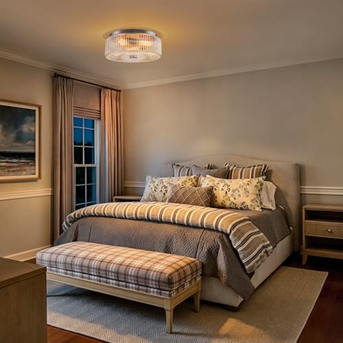13.9 Inch Brushed Nickel Flush Mount Ceiling Light