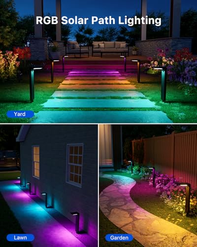 6 Pack Color Changing Solar Powered Pathway Light Outdoor Waterproof (6 Count)