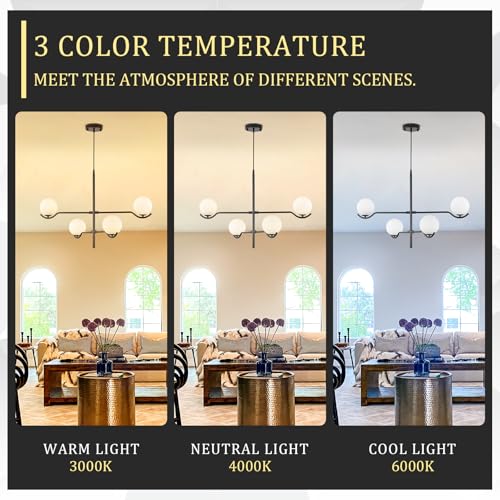 Modern 31" 4 Light Black Sputnik Chandelier with Milk Glass Globe (4 Count)