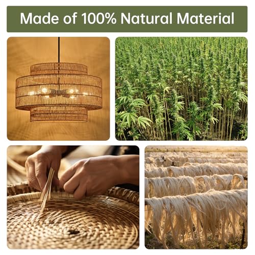 24" Rattan Chandelier for Dining Room