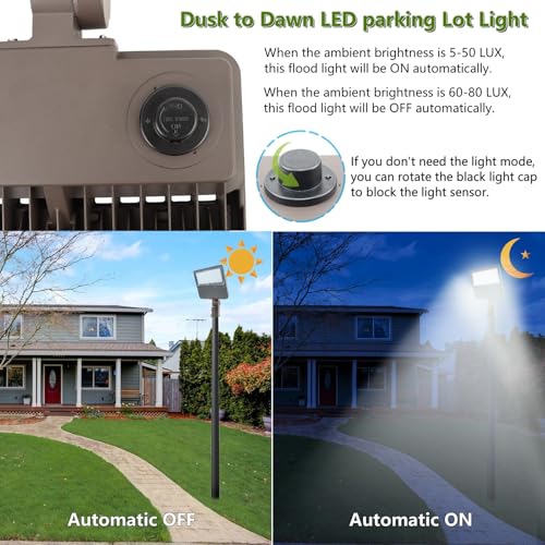 2PACK 100W LED Parking Lot Light with Dusk to Dawn Photocell (2 Count)
