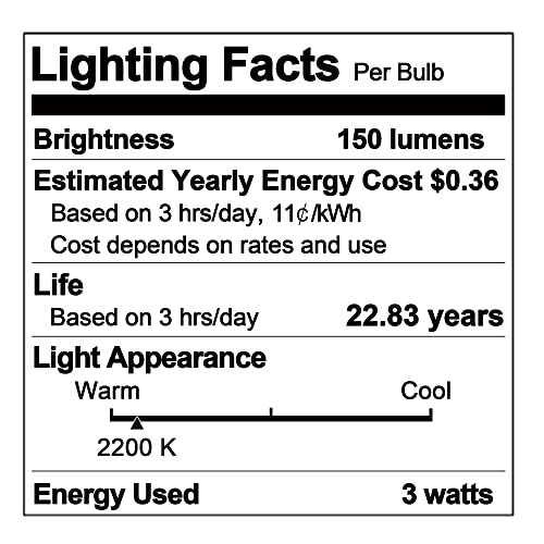 E26 Amber Edison Light Bulb 25 Watt Equal 3W G16.5 LED Bulbs (6 Count)
