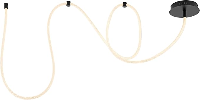 JONATHAN Y 55" Black Modern Minimalist Linear LED Flush Mount Light, 360° Adjustable Silicone Neon Rope, Dimmable Lamp for Bedroom, Living Room, Home Office (JYL7142B)