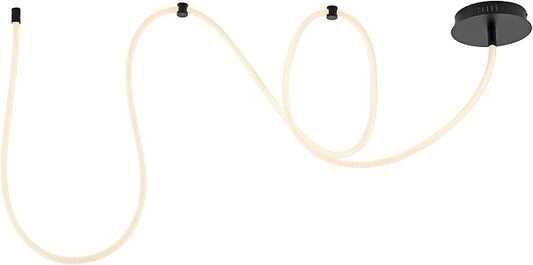 JONATHAN Y 55" Black Modern Minimalist Linear LED Flush Mount Light, 360° Adjustable Silicone Neon Rope, Dimmable Lamp for Bedroom, Living Room, Home Office (JYL7142B)