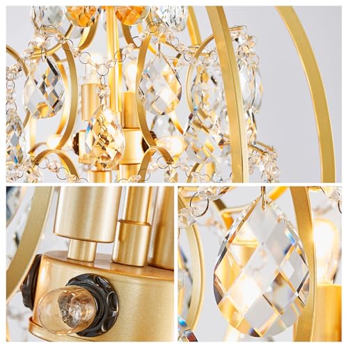 Globe Crystal Chandelier Raindrop Pendant Flushmount Ceiling Light Modern Lighting Fixture for Bedroom Hallway Bar Kitchen Bathroom