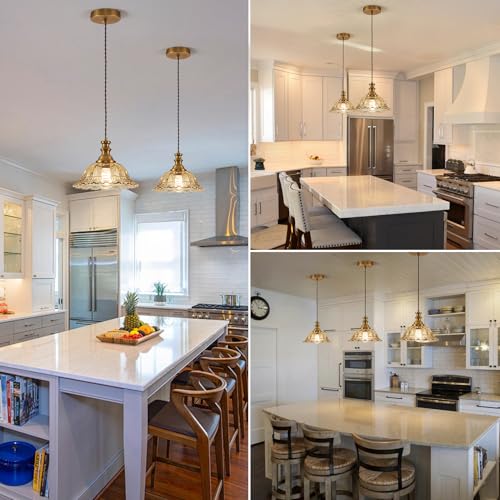 Glass Pendant Lights Modern Pendant Lighting Fixtures Hanging Lamp for Kitchen Island Bedroom Dining Room Coffee Shop Hallway Amber and Brass