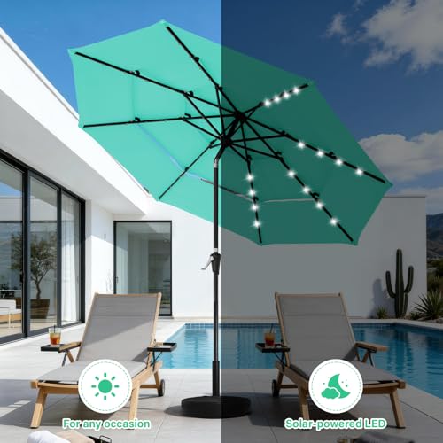 9 ft 3 Tier Outdoor LED Lighted Patio Umbrella w