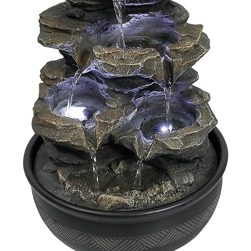 15.7" High Rock Cascading Tabletop Fountain