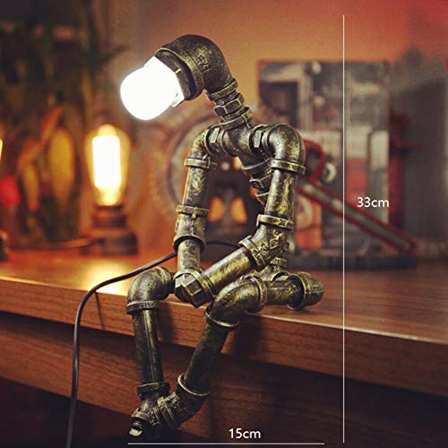 Creative Iron Robot Table Lamp Retro Robot Water Pipe Table lamp Bar Restaurant Cafe Steampunk Decoration