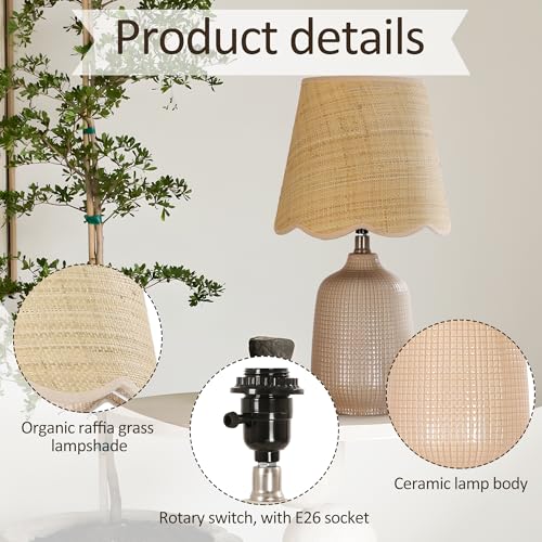19" Modern Ceramic Table Lamp for Living Room Gray Camel Base Desk Lamps for Bedroom Farmhouse Bedside Nightstand Lamp End Table Lamps