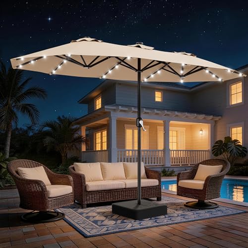 13 FT Patio Umbrella with Solar Lights