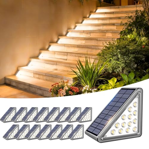 16 Pack Solar Step Lights Outdoor Waterproof