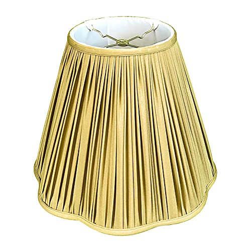 BS-754-16AGL Bottom Scallop Gather Pleat Basic Lamp Shade, 8 x 16 x 13, Antique Gold