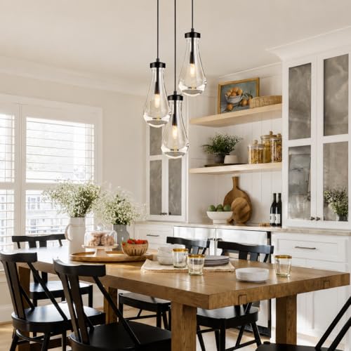 Modern Teardrop Crystal Pendant Light (Black / 3-Light)