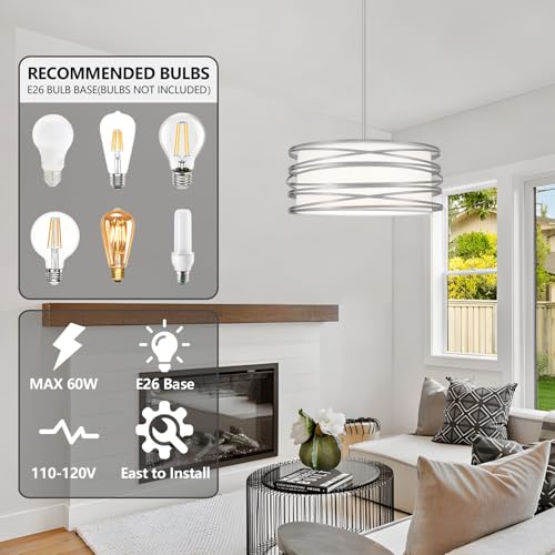 Drum Chandelier 15.7'' Rustic Brushed Nickel 3