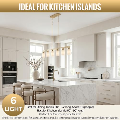 6 Light Brushed Gold Linear Chandelier