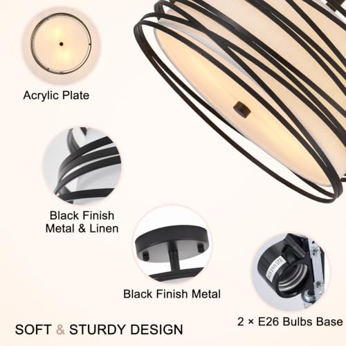 12.2" Black Semi Flush Mount Ceiling Light