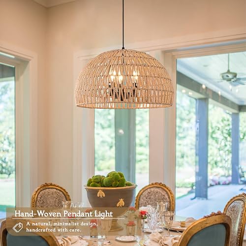 17.6 inch Hemp Rope Woven Pendant Light Wicker Pendant Light 3
