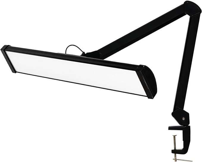 LED Architect Desk Lamp, 4500 Lumens, Dimmable, Metal Swing Arm, 5 Color Temperatures, 50W, Ideal for Task Work, Drafting, Reading, Clamp-on Office Table Lamp with 684 Bright LEDs (Black, CCT) - Aura Lighting