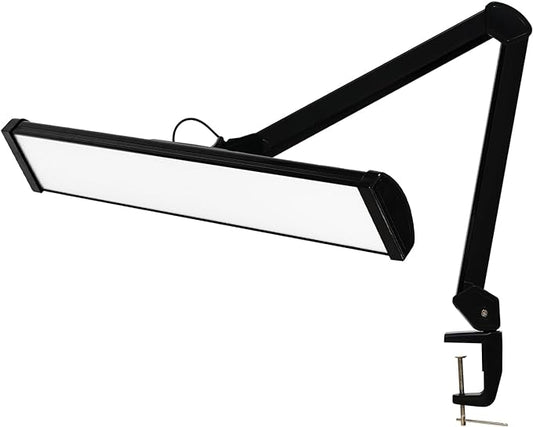 LED Architect Desk Lamp, 4500 Lumens, Dimmable, Metal Swing Arm, 5 Color Temperatures, 50W, Ideal for Task Work, Drafting, Reading, Clamp-on Office Table Lamp with 684 Bright LEDs (Black, CCT) - Aura Lighting
