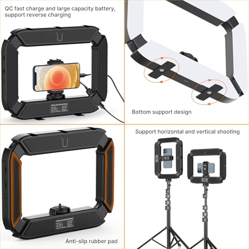 U200 Phone Video Rig with Light & 3 Cold Shoes for Video Recording