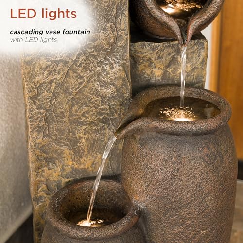 GIL140 43" Tall Indoor Outdoor Pottery Fountain with Replaceable LED Lights