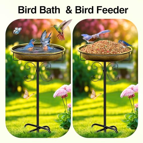 35In Metal Bird Bath for Outside