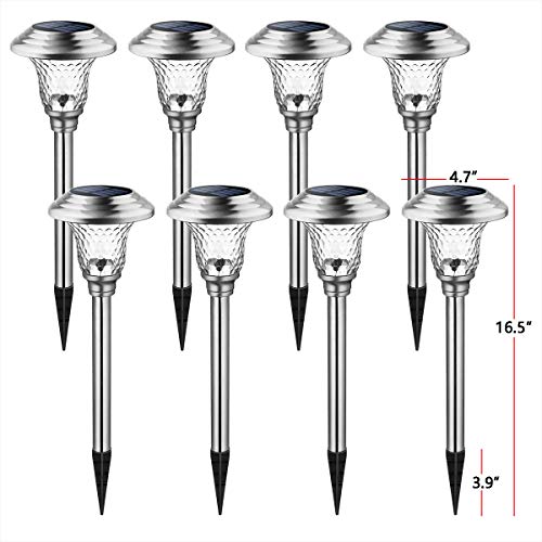 Metal & Glass Solar Lights Outdoor (8 Count)